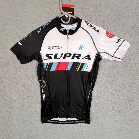 HINCAPIE NEW WOMENS STRETCH BIKING SHIRT SIZE 2XS BLUE BLACK WHITE - Picture 8 of 8